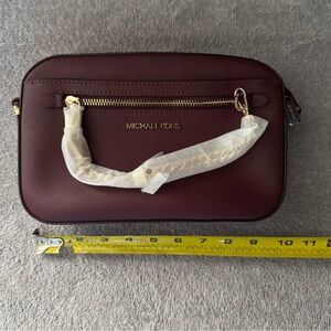 Michael Kors Wine Crossbody with Gold Accents